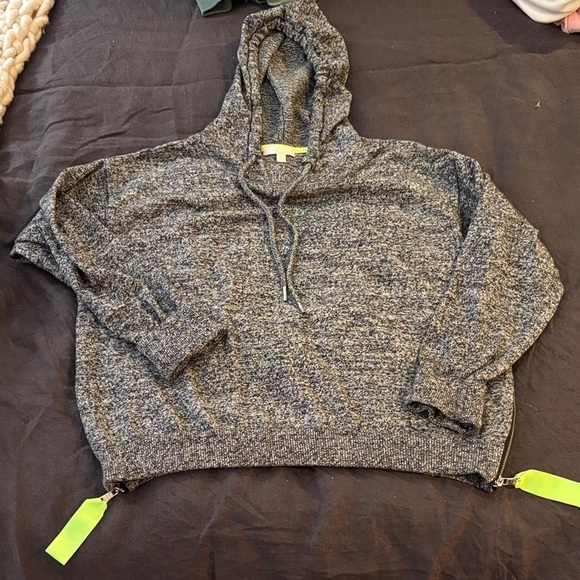 Lisa Todd Charcoal Hoodie Neon Highlights Cashmere Cotton - Picture 2 of 4